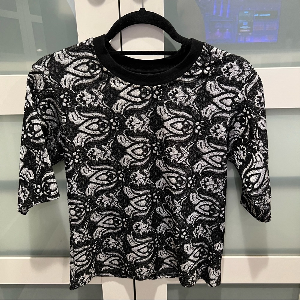 Silver and Black TopShop Blouse quarter sleeves